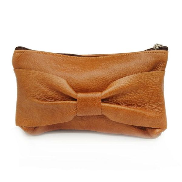 Genuine Leather Bow Makeup Bags