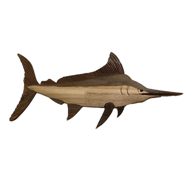 Wooden Sea Fish Decor Statue Whale Figurine Sculpture Ornament,C