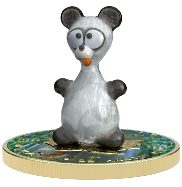 Murano Glass Series: Panda Maple Leaf Canada $5 Silver 1oz Coin w/Figurine