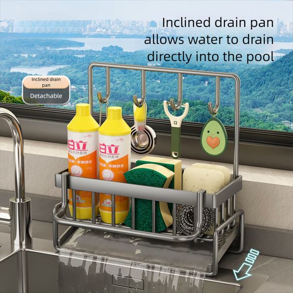 Kitchen Draining Rack Cloth Faucet Dishwashing Sink Utensil Storage