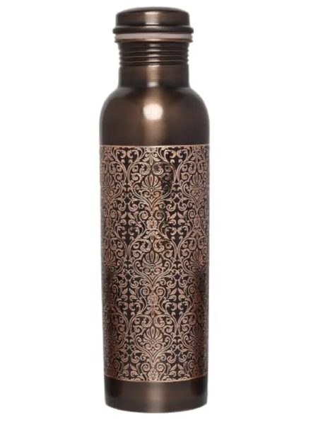 Eternal Etch Copper Water Bottle - Antique Engraved Design - 900ml