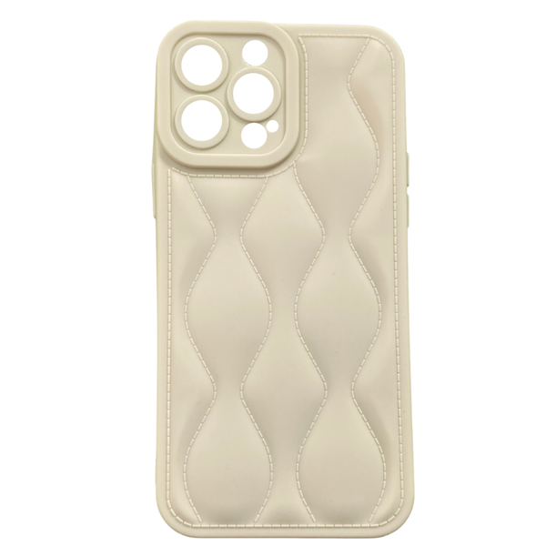Wavy Puffer Phone Case for iPhone - Beige