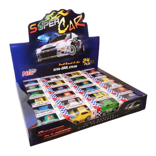 Mini Pull Back Toy Cars - 24 Set With Display Box