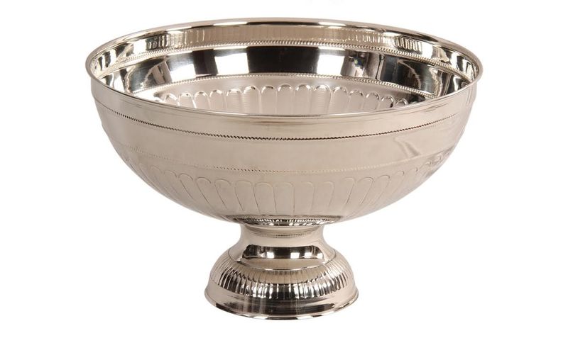 Silver Plated Round Brass Wine Cooler On Foot