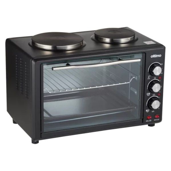Ottimo 30L Mini Oven 2 Hot Plate Stove - Compact Tabletop Cooker 3200W