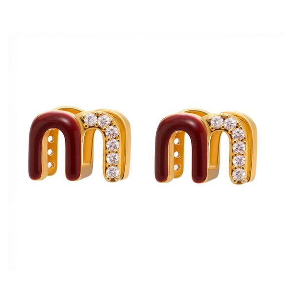 Passionate M Ear Cuff - Red Resin &amp; Crystal Copper Design