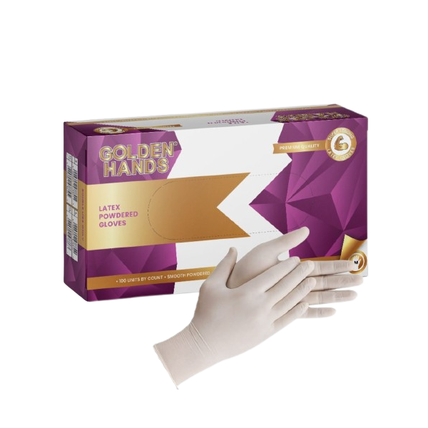 Golden Hands Powdered Latex Gloves 100s