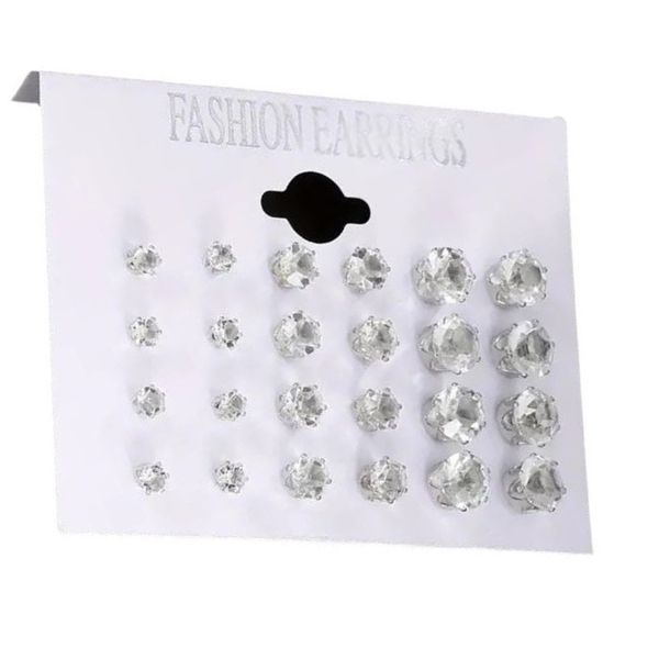 12 Pairs Rhinestones Claw Earrings Women Stud Earring