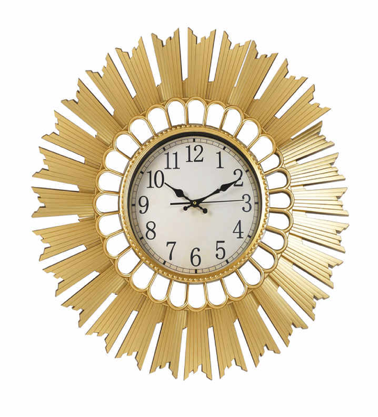 XXL Gold Sunburst Wall Clock with Mirrored Accents ,Luxury Décor 70cm