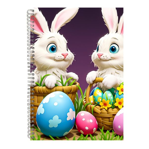 White Bunny A4 Notebook Spiral Lined Easter Bunny Egg Graphic Notepad 181