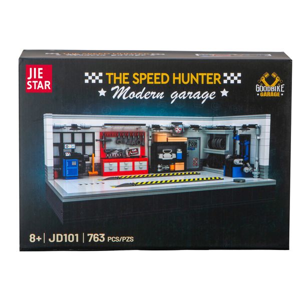 Jie Star Modern Garage Workshop with Lifting Ramp (763 Pieces) 28.8cm Long