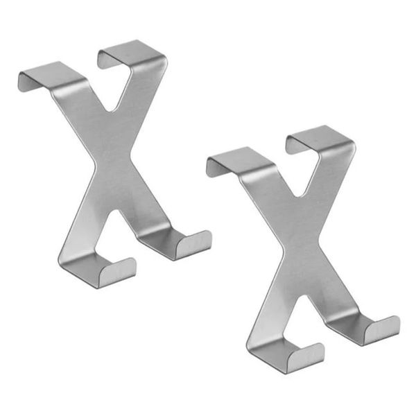 Stainless Steel X-Shaped Cabinet Door Hook Set (2-Piece), 5x6.5 cm