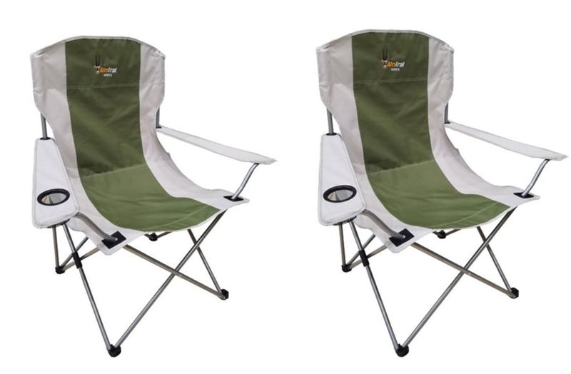 AfriTrail Oryx Deluxe Folding Arm Chair Green 120kg 2 Pack