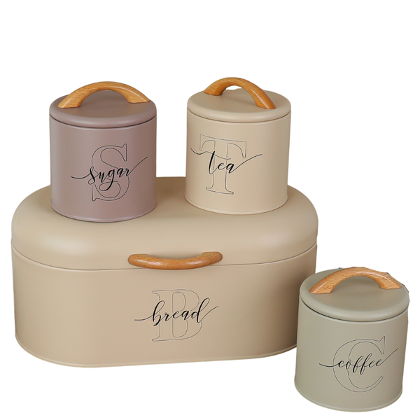 Homeware Bread Bin and Canister 4-piece Set