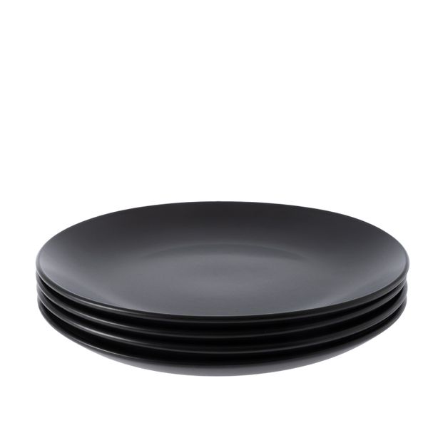 George &amp; Mason - Matt Black Ceramic 4 Pack Dinner Plates