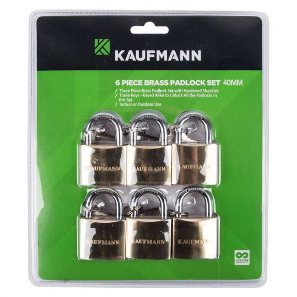 Kaufmann - Brass Lock - Set 6 Piece - 40mm - 2 Pack