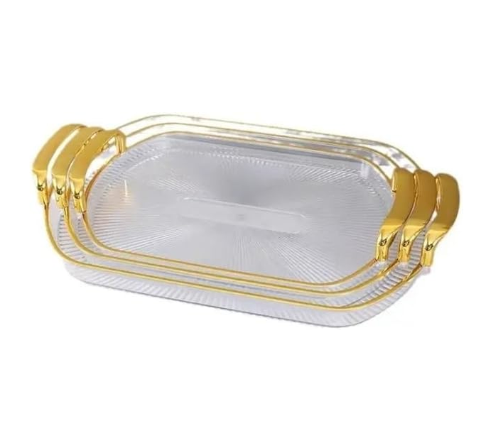 Serving Tray With Golden Handles Set 3 Piece