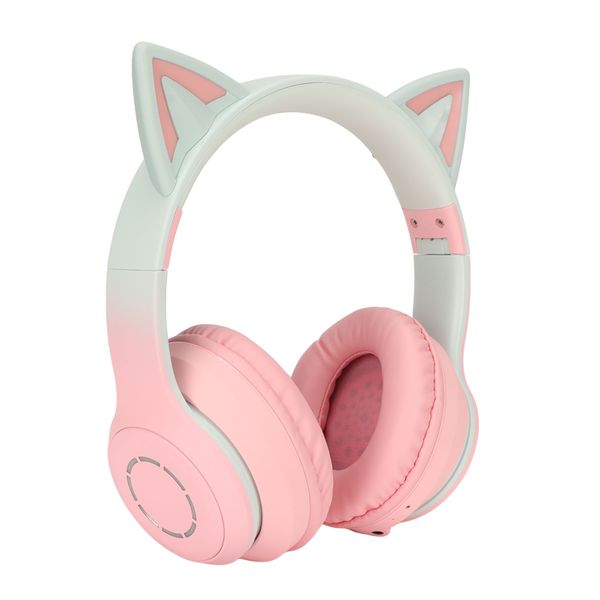 Cat Ear Bluetooth Gaming Headphones Wireless Foldable Music Headset Pink