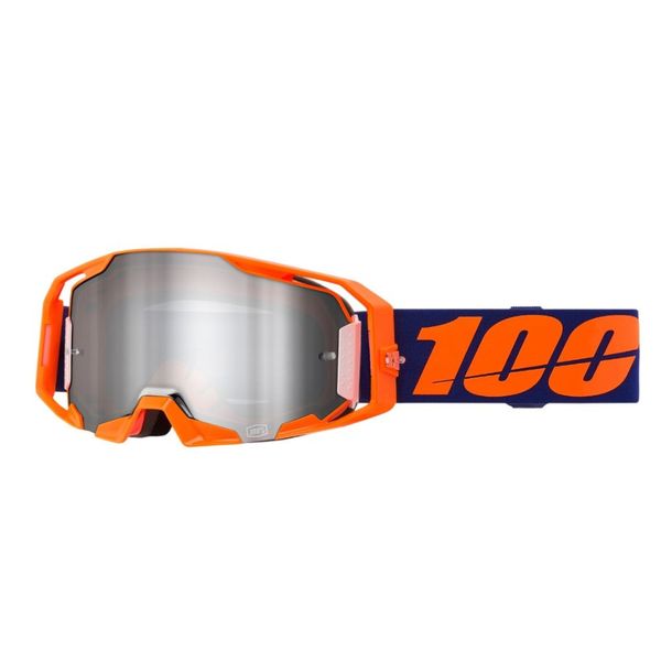 100% ARmatic Neon Orange Mirror Silver Lens Goggle