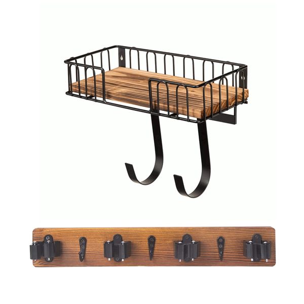 Wall Mount Ironing Board Hanger, Mop and Broom Holder Home Storage Solution