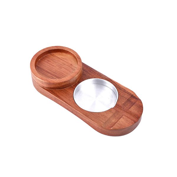 Alanes - 2 In 1 Wooden Ashtray Whiskey Glass Tray with Cigar Holder