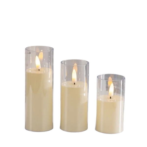 Devine Bliss Flameless LED Plastic Candles-3 in 1 (1 x 10cm, 1 x 12cm &amp; 1 x 15cm)