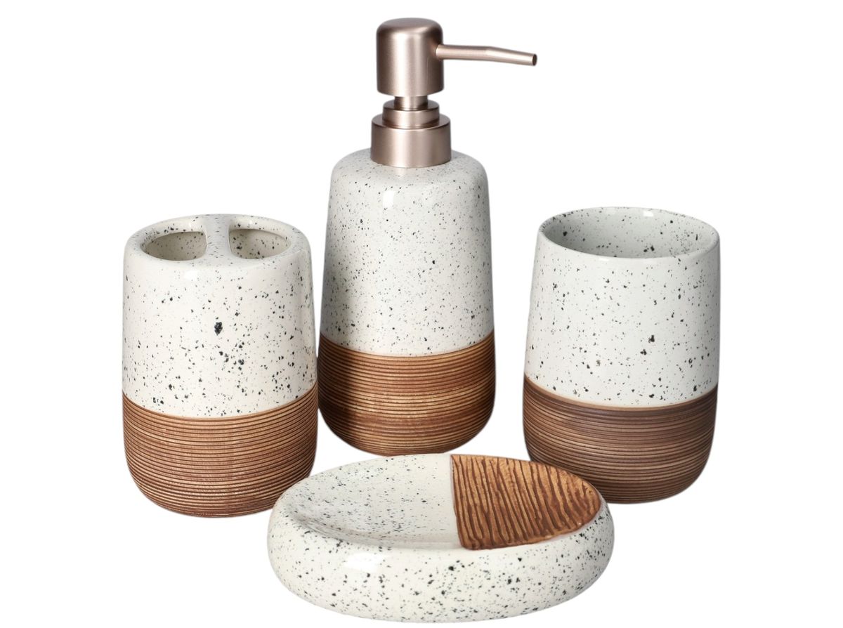 Ceramic 4 Piece Bathroom Accessory Set Soap Dispenser Toothbrush Holder | Shop Today. Get it ...
