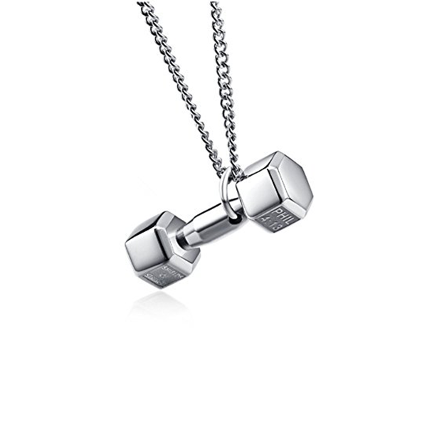 Silver Dumbell Gym Workout Necklace for Men Shop Today. Get it