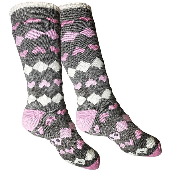 Bufftee Ladies Warm Winter Socks - Pink Heartbeats