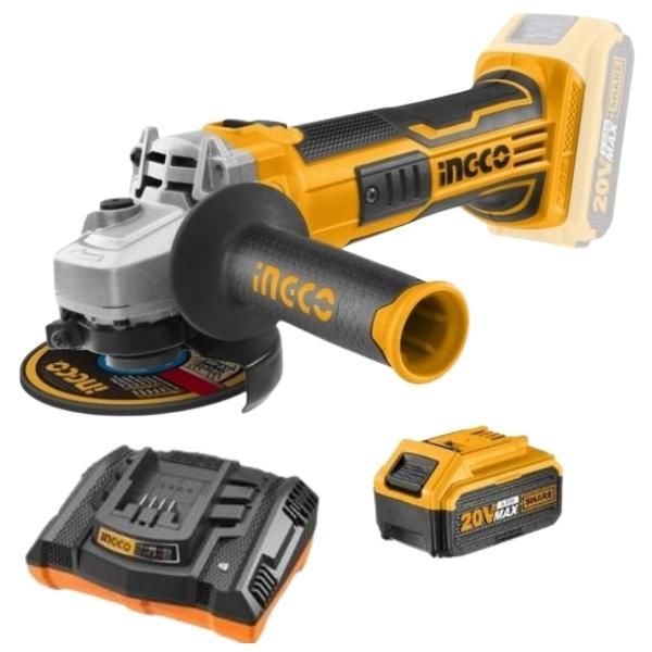 Ingco - Lithium-Ion Angle Grinder (Cordless)20V With 4.0Ah Battery &Charger