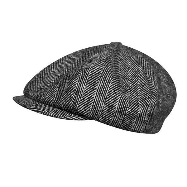 Classic Eight-Panel Design British Newsboy Cap - Grey