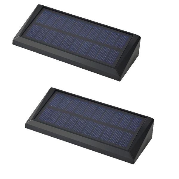 2 Pack Mini Solar Outdoor Wall Light Waterproof LED Drill or Self-Adhesive