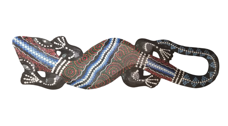 Gecko Hand Painted Black Wood - 50cm