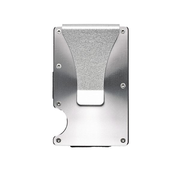 Minimalist Wallet - Card Holder &amp; Money Clip-RFID Blocking - Silver