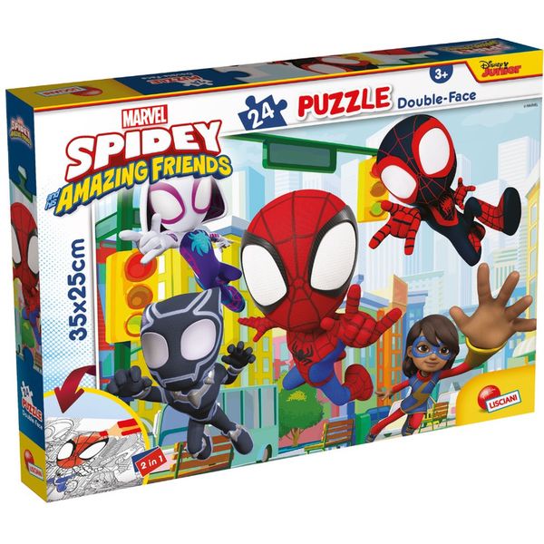 Lisciani 24 Piece Double Face Puzzle - Marvel Spidey: Colouring Fun!