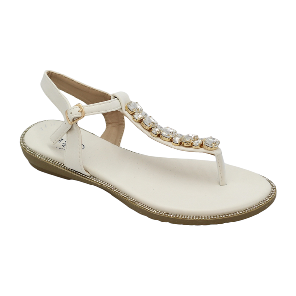Velari Thong with Diamonds on Flat Unit - White