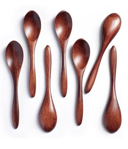 7 PCS Small Wooden Spoons, Mini Table Spoon for Jar and condiments for Eat