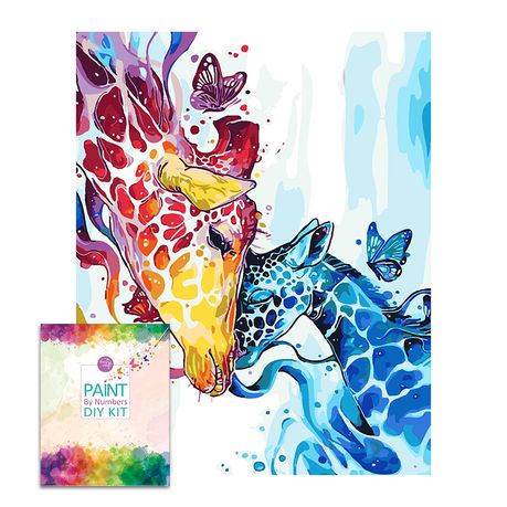 cupmod 4 Packs Paint by Numbers for Kids Ages 8-12,Giraffe Easy Acrylic  Watercolor Paint by Number for Beginners,Without Frame Oil Painting Arts  Craft