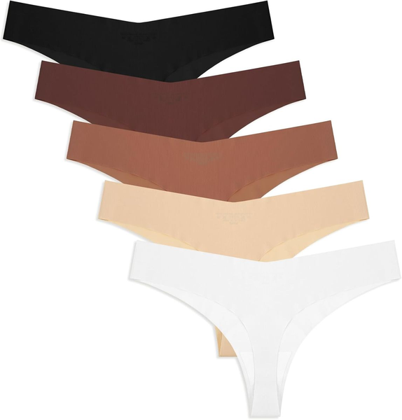 MorFansi Seamless Thongs for Women V Shaped Panties Soft Underwear 5 Pack
