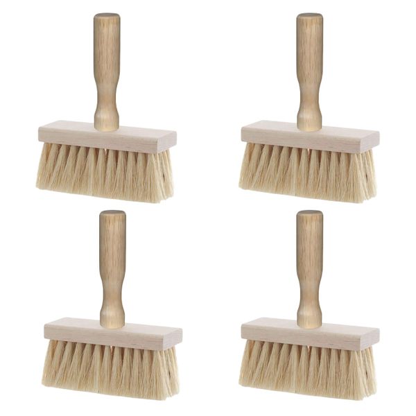 Heavy Duty Builders Block Brush with Wooden Handle - 4 Pack