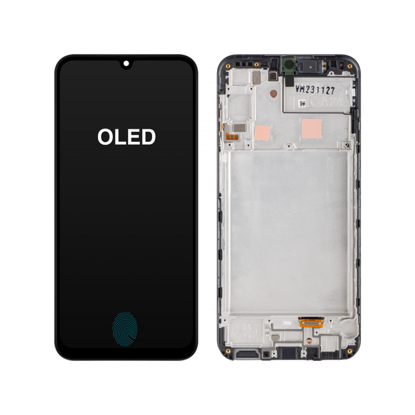 OLED Display with Frame &amp; Fingerprint Compatible with Samsung Galaxy A20