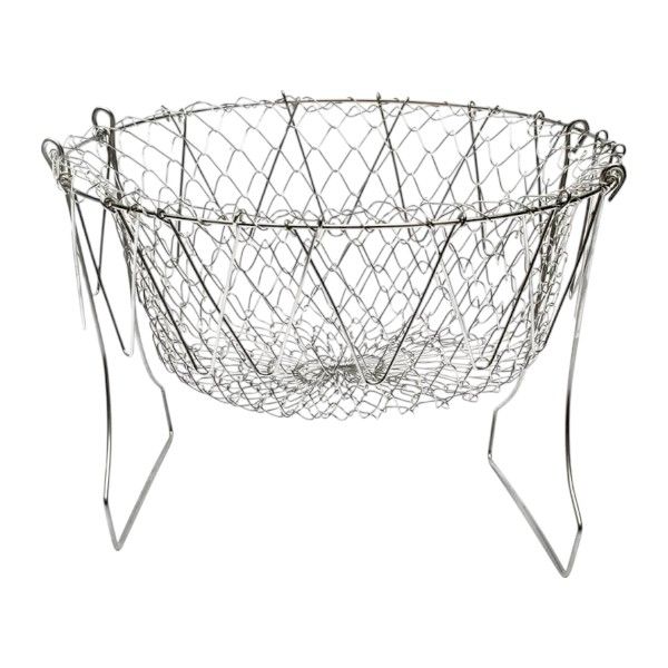 5-in-1 Stainless Steel Foldable Mesh Basket - Silver