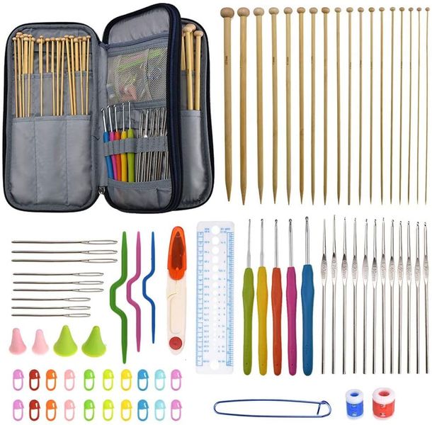 Crochet Hooks &amp; Accessories Set PLUS Bamboo Knitting Needles