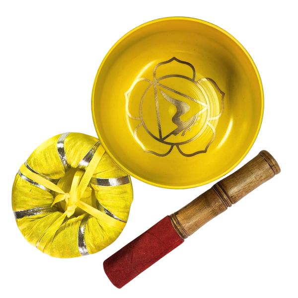 12.5cm Brass Singing Bowl Solar Plexus Chakra (Manipura) (Mallet + Cushion)