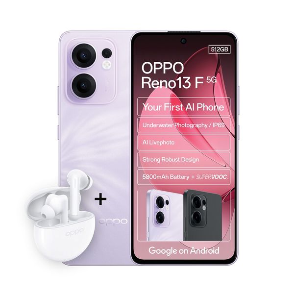 OPPO Reno 13F 5G 512GB Dual Sim - Plume Purple + Buds