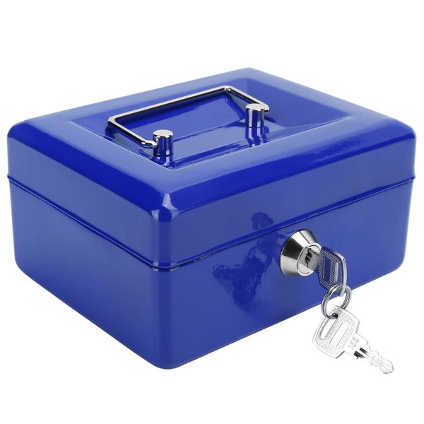 6in Mini Portable Lockable Cash Box Steel Security Safe Red 15x12x8cm