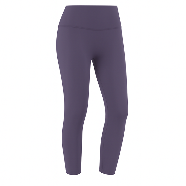 High-Waisted Three-Quarter Fitness Pants - Purple