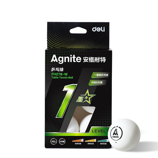Agnite Table Tennis Ball 1 star 6 Pieces White