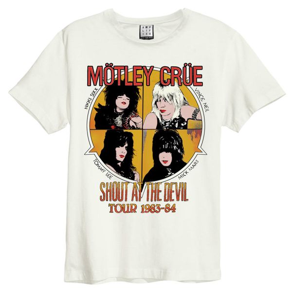 Motley Crue Shout At The Devil Amplified Vintage White Large T Shirt