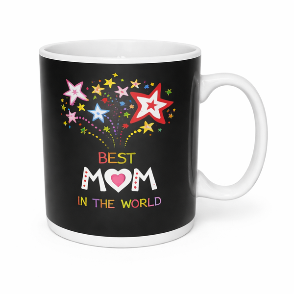 Best Mom in the World Ceramic Mug - Star Celebration Design